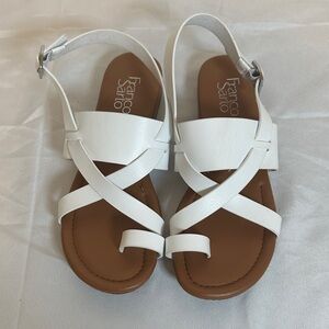 Franco Sarto Size 7 White Cross-Strap Sandals